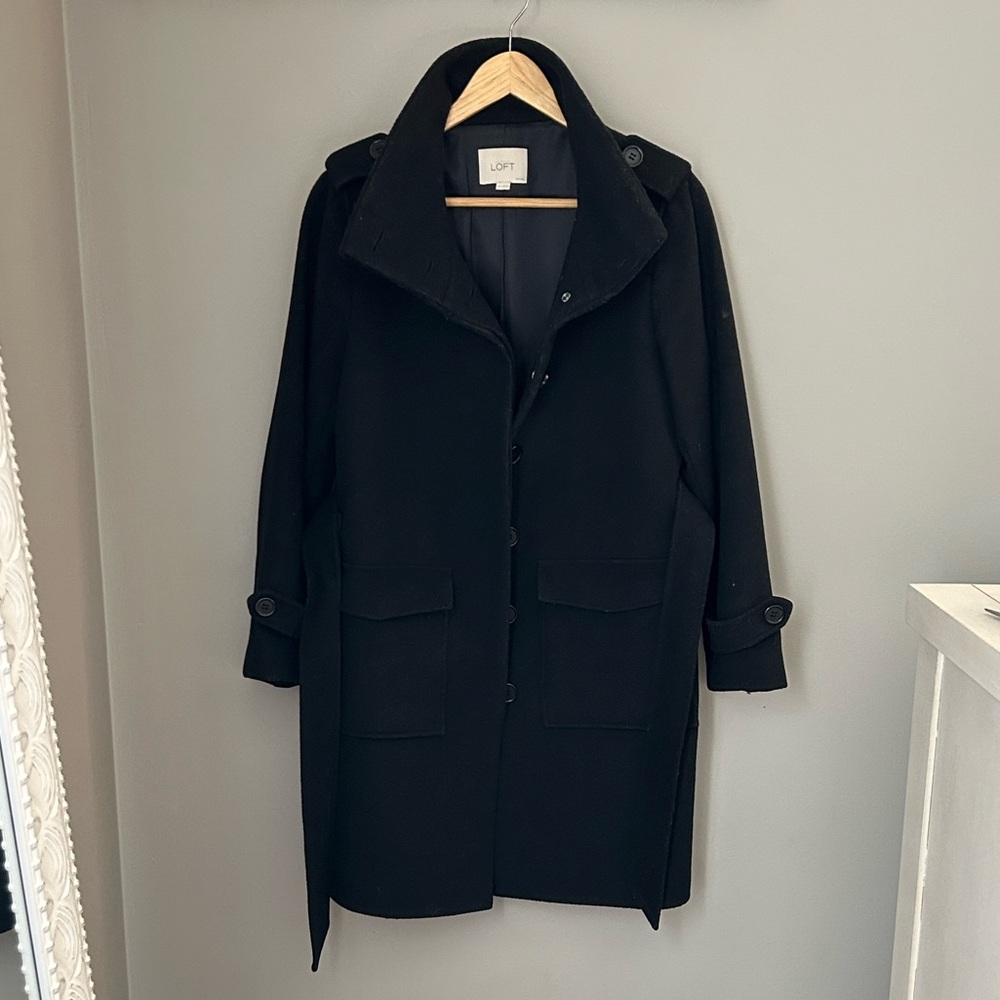 LOFT Classic Black Trench Coat
